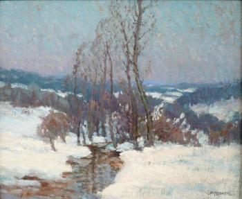 Zdenek Nemastil - Winter landscape with creek Zdenek Nemastil - Winter landscape with creek