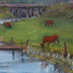 On the pasture by the river - signed in Cyrillic On the pasture by the river - signed in Cyrillic