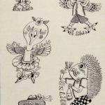 Olga Cechova - Two ex libris Animals, Bird Woman,  Olga Cechova - Two ex libris Animals, Bird Woman,