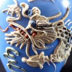 Small blue vase - gray Chinese dragon Small blue vase - gray Chinese dragon