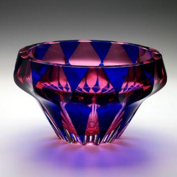 Glass Bowl - clear glass, pink glass - 1961 Glass Bowl - clear glass, pink glass - 1961