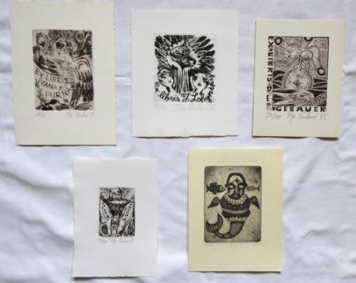 Olga Cechova - Four ex libris, Fisherman  Olga Cechova - Four ex libris, Fisherman