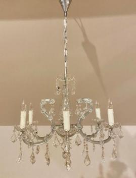 Six Light Chandelier - chrome, glass - 2000 Six Light Chandelier - chrome, glass - 2000