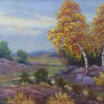 Landscape with birches and heather Landscape with birches and heather