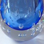 Large crystal vase, blue glass, air bubbles-Vladim Large crystal vase, blue glass, air bubbles-Vladim