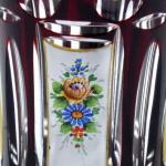 Ruby and clear glass with painted flowers Ruby and clear glass with painted flowers