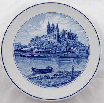 Meissen cobalt plate with a view of the city of Me Meissen cobalt plate with a view of the city of Me