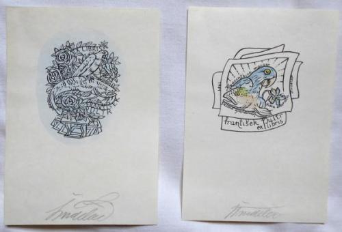 Lumir Sindelar - Two exlibris Frantisek Pultr Lumir Sindelar - Two exlibris Frantisek Pultr