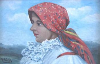Medek - Portrait of a woman in costume scarf Medek - Portrait of a woman in costume scarf