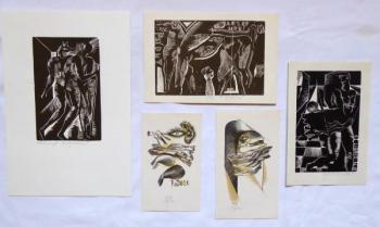Nadezda Synecka - Three woodcuts, two color lithog Nadezda Synecka - Three woodcuts, two color lithog