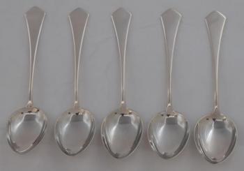 Five silver spoons - Art deco Five silver spoons - Art deco