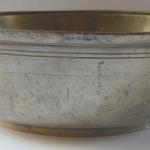 Tin bowl, with rococo handles Tin bowl, with rococo handles