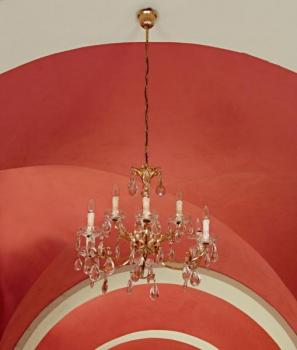 Chandelier - crystal, brass - 1970 Chandelier - crystal, brass - 1970