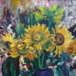 M. Dostalova - Still life with sunflowers in blue  M. Dostalova - Still life with sunflowers in blue