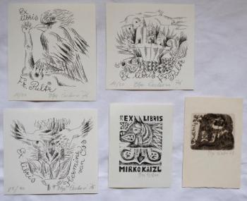 Olga Cechova - Five ex libris (3 x 1976, 1 x 1973) Olga Cechova - Five ex libris (3 x 1976, 1 x 1973)