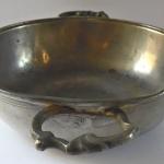 Tin bowl, with rococo handles Tin bowl, with rococo handles