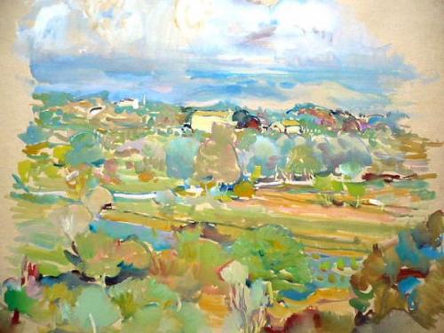 Stuchlik - Trees and houses, blue sky Stuchlik - Trees and houses, blue sky