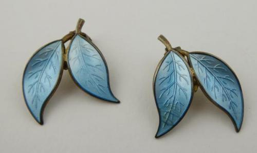 Silver Earrings - enamel, metal - Willy Winnaes pro firmu David Andersen - 1955 Silver Earrings - enamel, metal - Willy Winnaes pro firmu David Andersen - 1955