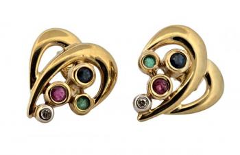 Gold Earrings - gold, diamond - 1960 Gold Earrings - gold, diamond - 1960