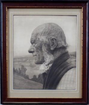 Gustav Jahn - Profile of an older man in landscape Gustav Jahn - Profile of an older man in landscape