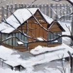 Cottage in winter - signature unreadable Cottage in winter - signature unreadable