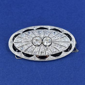 Brilliant Brooch - onyx, gold - 1930 Brilliant Brooch - onyx, gold - 1930