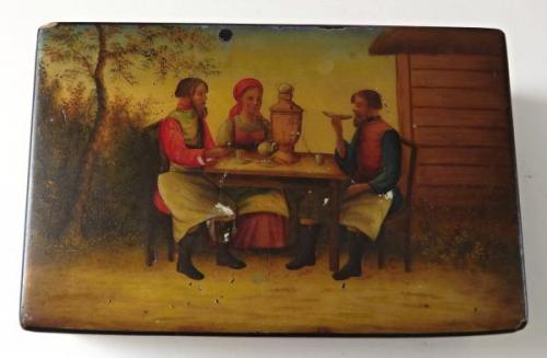 Painted Russian lacquer box - Vishnyakov Painted Russian lacquer box - Vishnyakov