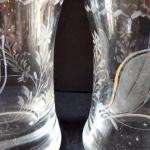 Two smaller glasses, cut floral motif Two smaller glasses, cut floral motif