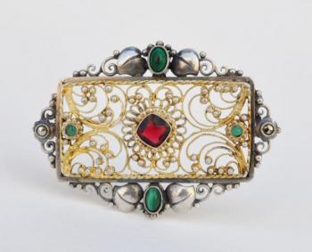 Brooch - silver, chrysoprase - 1920 Brooch - silver, chrysoprase - 1920