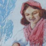 T. Kroj - Girl in costume with small chickens T. Kroj - Girl in costume with small chickens