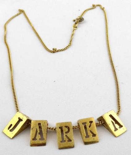 Silver and gilded necklace with the name Jarka Silver and gilded necklace with the name Jarka