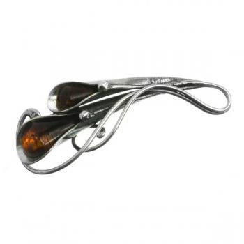Silver brooch - silver, amber - 1920 Silver brooch - silver, amber - 1920