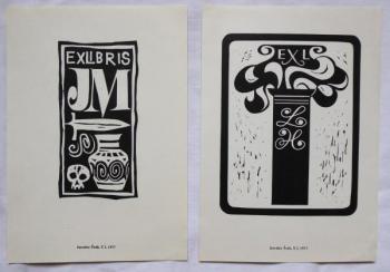 Jaroslav Svab - Exlibris JM, Exlibris LH  Jaroslav Svab - Exlibris JM, Exlibris LH