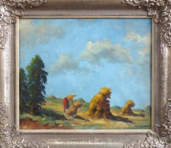 Vaclav Vaner - Woman tying a sheaf of grain, in th Vaclav Vaner - Woman tying a sheaf of grain, in th