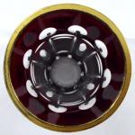 Ruby and clear glass with painted flowers Ruby and clear glass with painted flowers