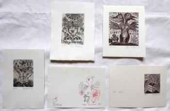Olga Cechova - 3 x Ex libris, PF 1980, drawing  Olga Cechova - 3 x Ex libris, PF 1980, drawing