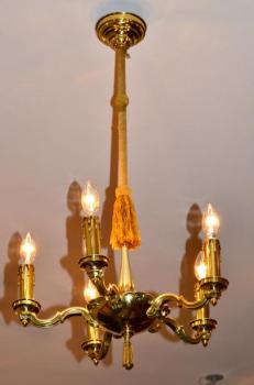 Five Light Chandelier - brass - 1918 Five Light Chandelier - brass - 1918