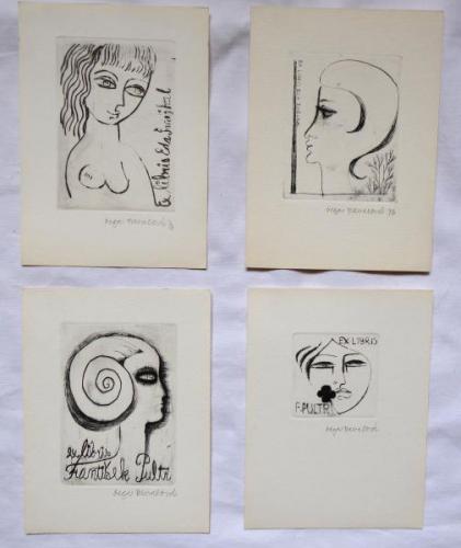 Olga Pavalova - Girls, 4x Ex libris  Olga Pavalova - Girls, 4x Ex libris
