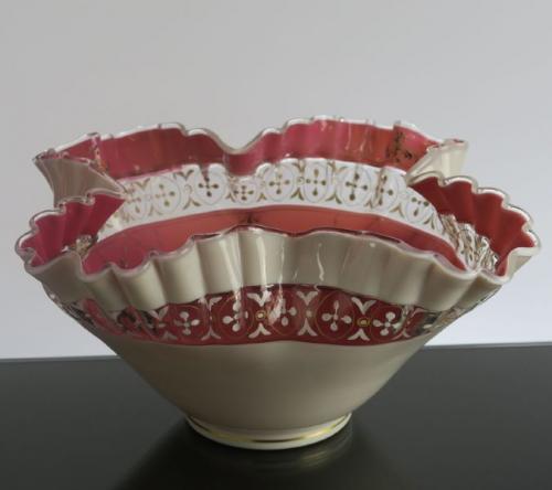 Glass Bowl - pink glass, opal glass - Harrachov, Bohemia 1890 - 1890 Glass Bowl - pink glass, opal glass - Harrachov, Bohemia 1890 - 1890