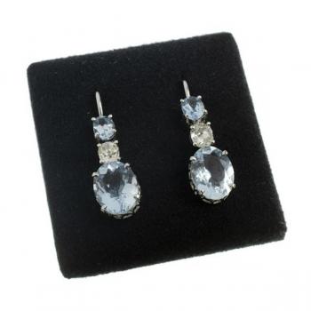 White Gold Earrings - gold, brilliant cut diamond - 1960 White Gold Earrings - gold, brilliant cut diamond - 1960