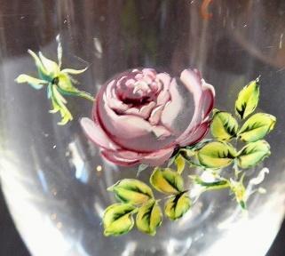 Glass with roses, squared base - Empire Glass with roses, squared base - Empire