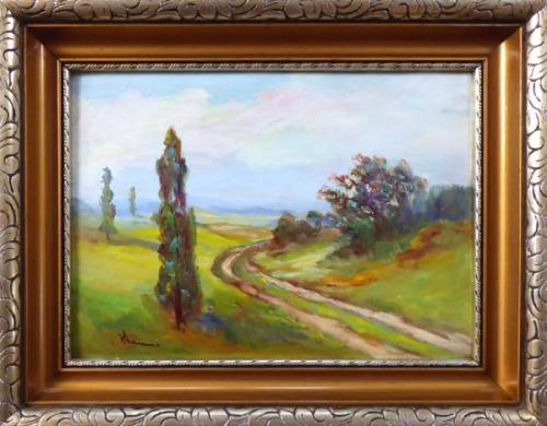 Vaclav Stein - Landscape with road, bush and trees Vaclav Stein - Landscape with road, bush and trees