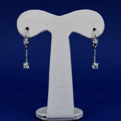 Gold Earrings with Brilliants - white gold, brilliant cut diamond - 1980 Gold Earrings with Brilliants - white gold, brilliant cut diamond - 1980