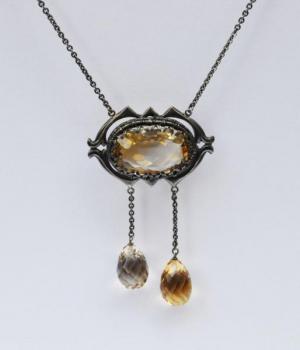 Silver Necklace - silver, citrine - 1935 Silver Necklace - silver, citrine - 1935