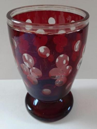 Glass, on low stem, with ruby staining Glass, on low stem, with ruby staining