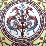 Brass tray with majolica tile - Sarreguemines Brass tray with majolica tile - Sarreguemines