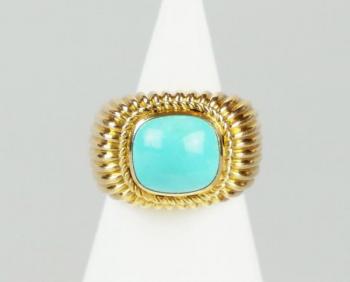 Ring - gold, turquoise - Marchak, Paris - 1960 Ring - gold, turquoise - Marchak, Paris - 1960