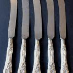 Five smaller silver knives - Biedermeier Five smaller silver knives - Biedermeier