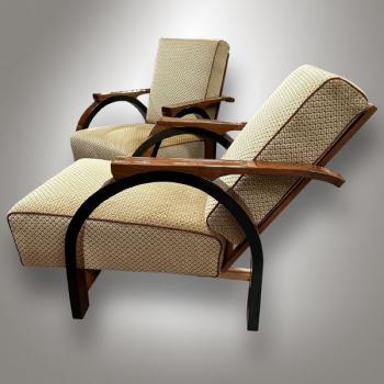 Pair of Art-Deco armchairs, adjustable Pair of Art-Deco armchairs, adjustable