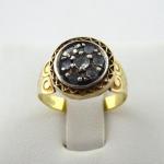 Gold ring and earrings with diamonds and silver Gold ring and earrings with diamonds and silver